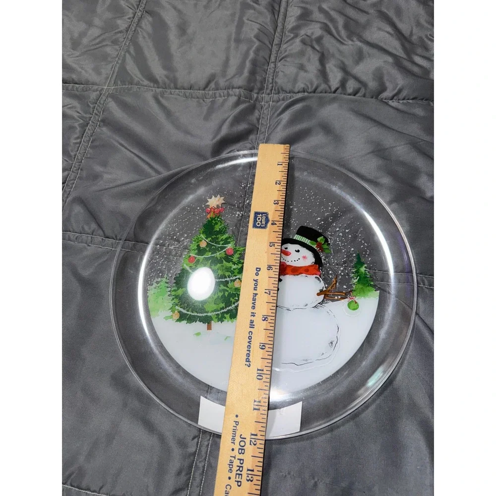 Set of 2 Christmas Snowman Clear Plastic Holiday Serving Plates 11.5 Inch